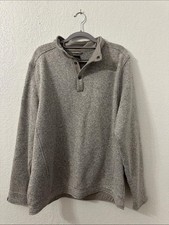Men's Heather Gray Zip-Front Mock Neck Sweater logo on one sleeve 