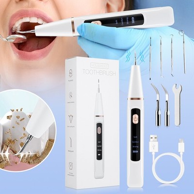 Electric Ultrasonic Dental Calculus Tooth Cleaner LED Scaler Plaque Remover Tool