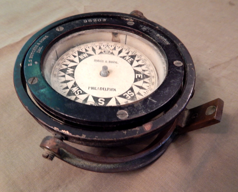 Antique Nautical Compass / Boat Compass, 5 ½”, E.S. RITCHIE & SONS INC, Boston,