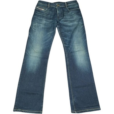 Diesel Jeans Herren 33W 32L Blau Zathan Straight Distressed Stretch Urban Denim