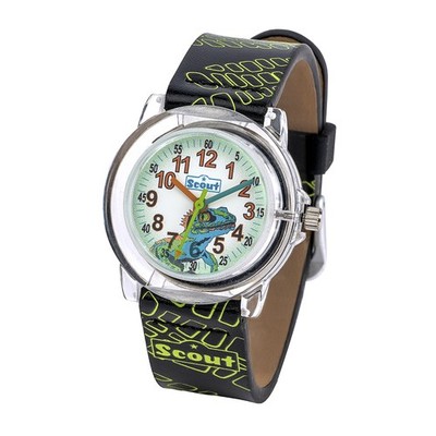 Scout Kinderuhr Serie Crystal Lizard schwarz/grün Kunstlederband Dornschließe