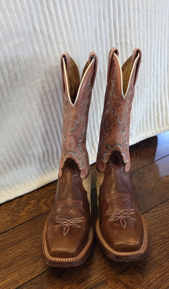 Tony Lama USTRC Western Botas de Cuerda Rosa Superior Hechas en EE. UU. Cuero Para Mujer Talla 10B Foto 2 de 4