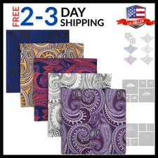 SHLAX WING Assorted 5 Pieces Mens Silk Pocket Squares Handkerchiefs Set Lot