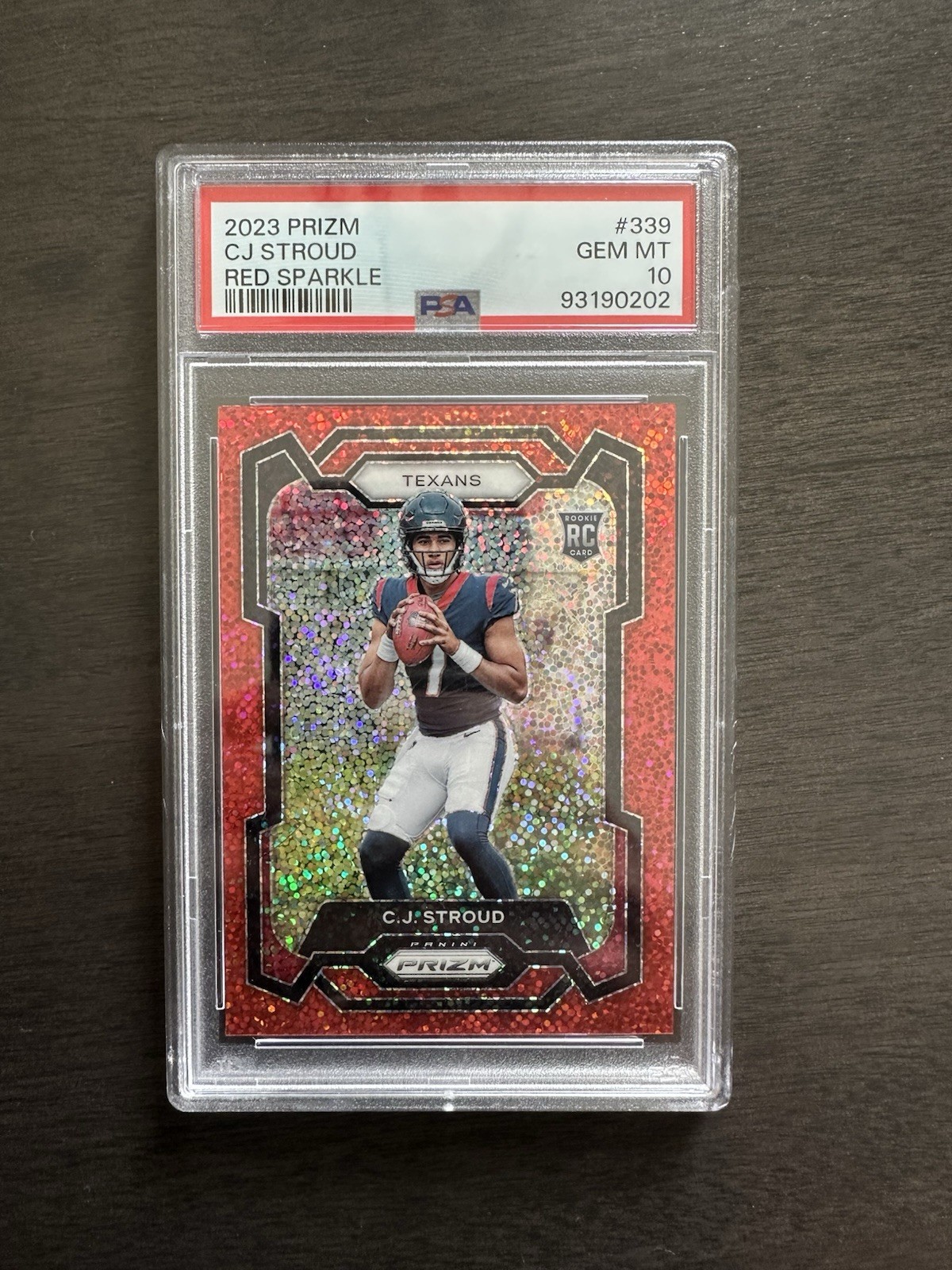2023 Panini Prizm CJ Stroud #339 Red Sparkle SSP PSA 10 POP 32