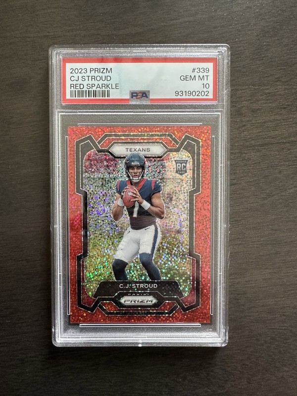 2023 Panini Prizm CJ Stroud #339 Red Sparkle SSP PSA 10 POP 32