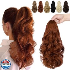FELENDY 15" Drawstring Ponytail Extension, Copper Red Curly Ponytail Hair Ext