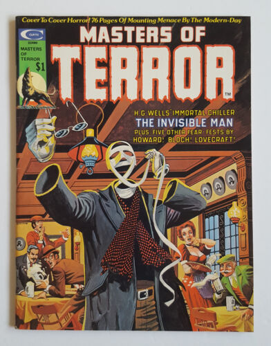 MASTERS OF TERROR #2 CURTIS COMIC 1975 INVISIBLE MAN H.G. WELLS HOWARD LOVECRAFT - Picture 1 of 2