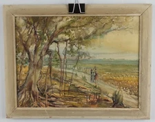 Original 1946 Watercolor by Listed Spanish Artist Jesus Marti Martin