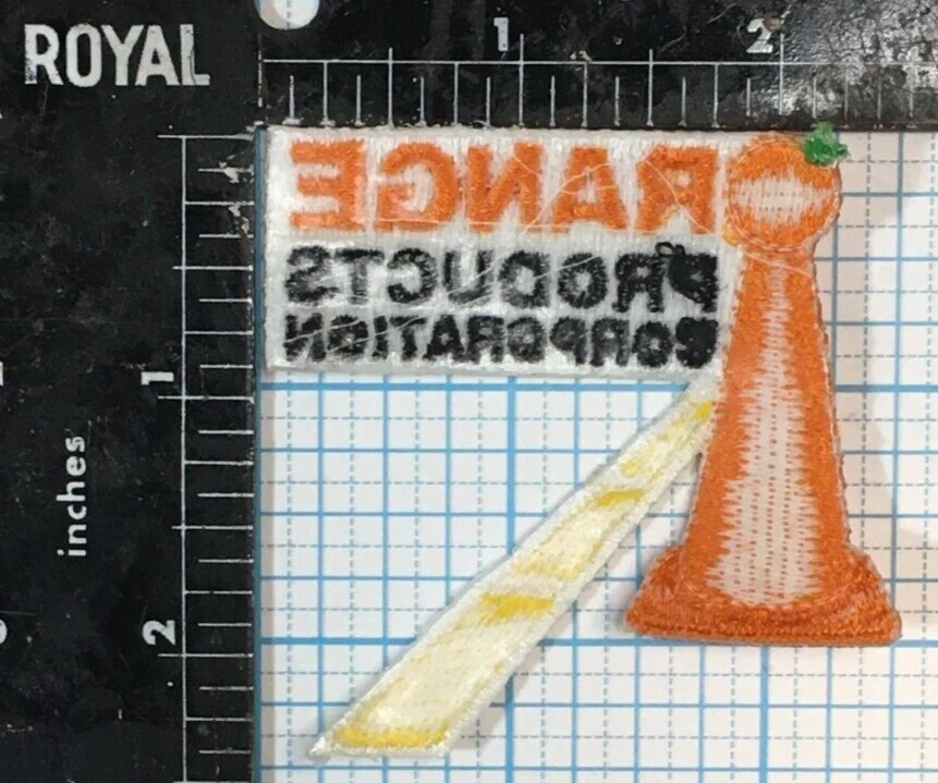 VINTAGE ORANGE PRODUCTS CORPORATION TRAFFIC CONES ADVERTISING 2.5" IRON ON PATCH - Image 2 of 2