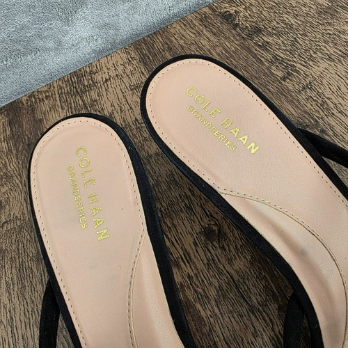 Sandalias de vestir Cole Haan Grand 360 Adella 10.5 B negras gamuza tacón con tiras sin cordones - Imagen 3 de 14