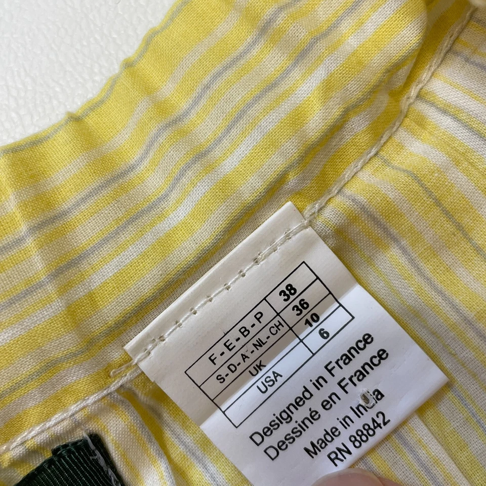 Top La Redoute Creation NUEVO US 6 Sin Mangas Amarillo Rayas Algodón Francia Foto 3 de 4