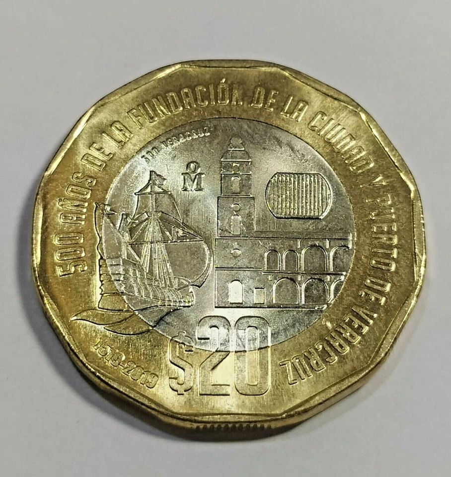 Monedas Conmemorativa $20 pesos Zapata y  500 años Puerto de Veracruz Mexico - Image 4 of 4