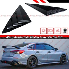 For 2022-26 Honda Civic Sedan Gloss Black Quarter Panel Rear Side Window Louver