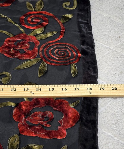 Sciarpa donna burnout trasparente multifunzione bordo nappa velluto floreale 18,5"X32" - Foto 8 di 10