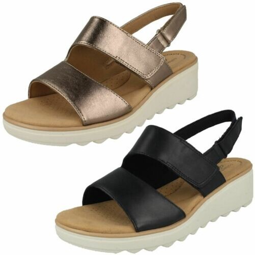 Damen Clarks Jillian Perlen Keilabsatz Riemchensandalen