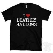 Image of I LOVE DEATHLY HALLOWS T-SHIRT heart harry potter movies fantasy wizards funny
