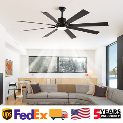 #ad 72 inch Ceiling Fan Light Modern Black Flush Mount With Remote Control LED Kit $146.99