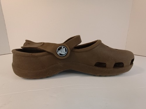 CROCS Brown Kids Child Girl Sz 1 Boy 3 Brown Classic Strap Clogs Mary Jane Strap - Picture 7 of 8
