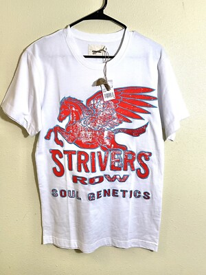 Strivers Row Size S Soul Genetics Embroidered Graphic Logo T Shirt White NEW