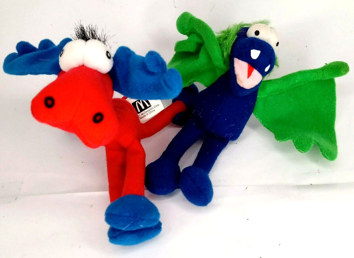 Bendable Zoo Buddies - McDonalds Happy Meal 2001 Bat & Moose Plush
