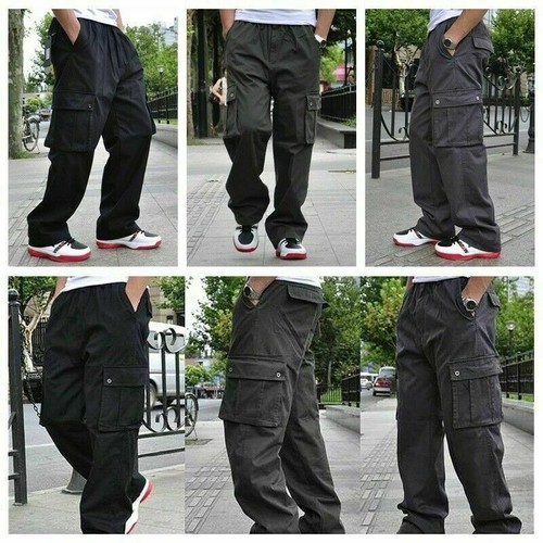 Herren Cargo Taktisch Freizeithose Lockere Hose Multi-Taschen Works Übergröße - Bild 3 von 12