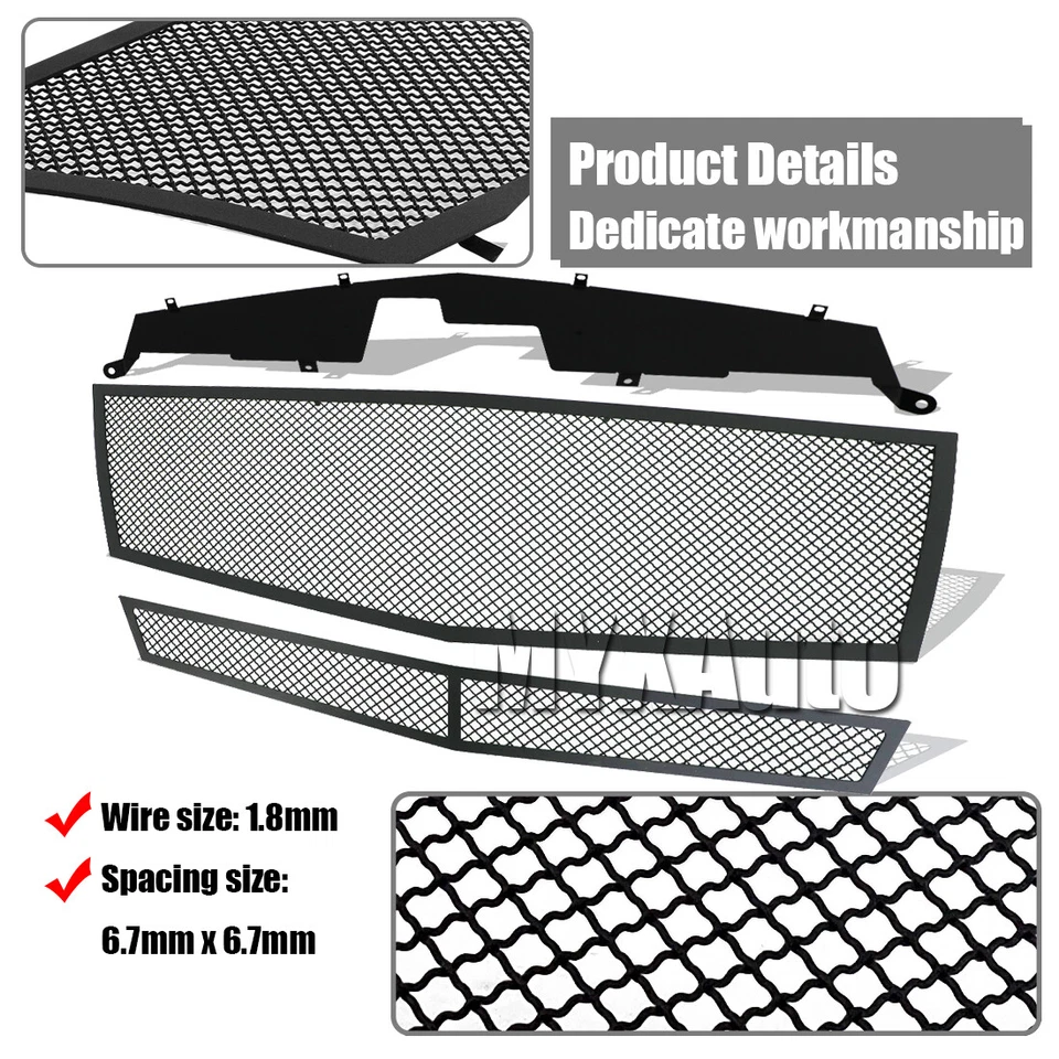 Mesh Grille Fits 08-13 Cadillac CTS Black Stainless Steel Grill Insert 09 10 11 - Image 4 of 4