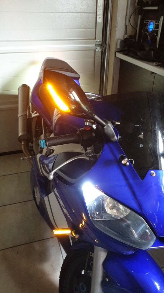 S Motorcycle Integrated LED Turn Signal Rearview Mirrors for Yamaha