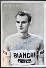CARTOLINA CICLISMO AUTOGRAFATA PIETRO MUSONE SQUADRA BIANCHI 1959 CYCLING CARDS