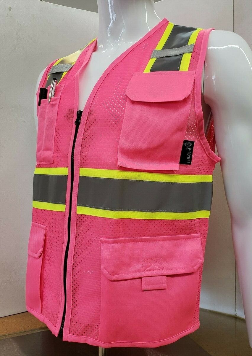 Chaleco de seguridad ToneHi Vis rosa reflectante para tráfico, seguridad,  trabajo voluntario