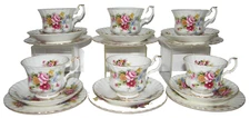 18 pc Vtg Royal Albert CHELSEA GARDEN Bone China Tea Cups Saucers Dessert Plates