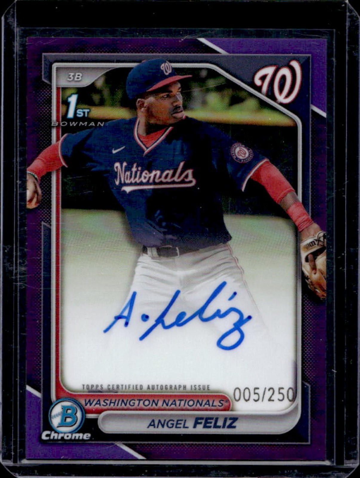 2024 Bowman Chrome Angel Feliz Auto Purple Refractor 1st #5/250