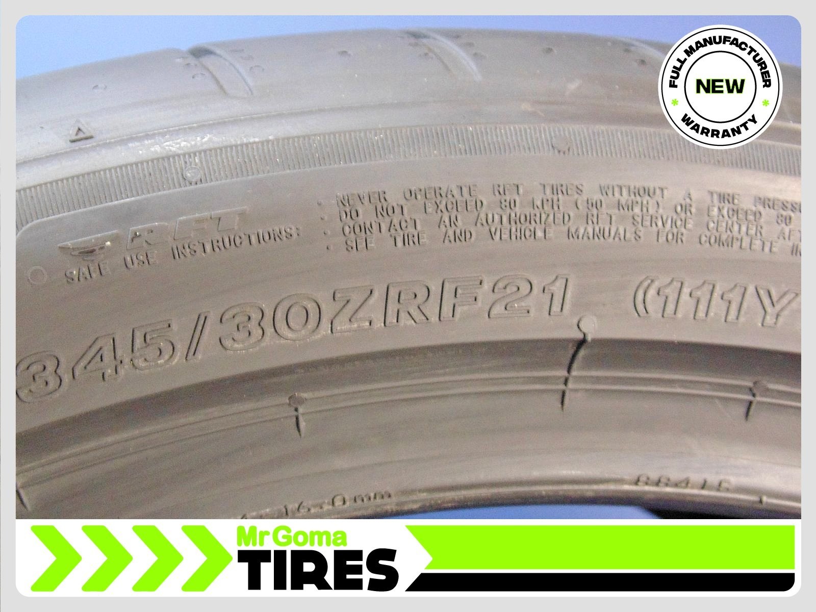 TWO NEW 345/30ZRF21 BRIDGESTONE POTENZA SPORT L RFT XL TIRES LAMBORGHINI 3453021