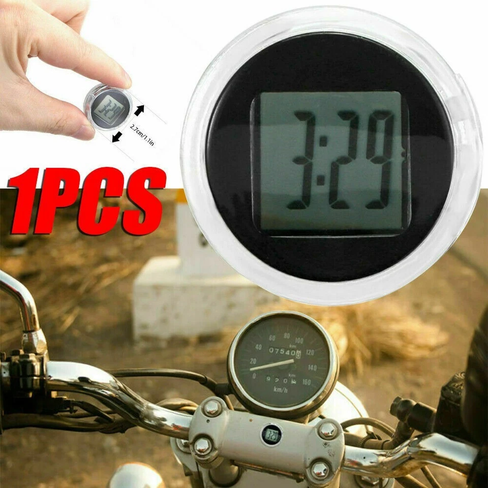 Digital Clock Stick On Built-in Battery For Motorcycle Motorbike Durable - Image 1 of 4
