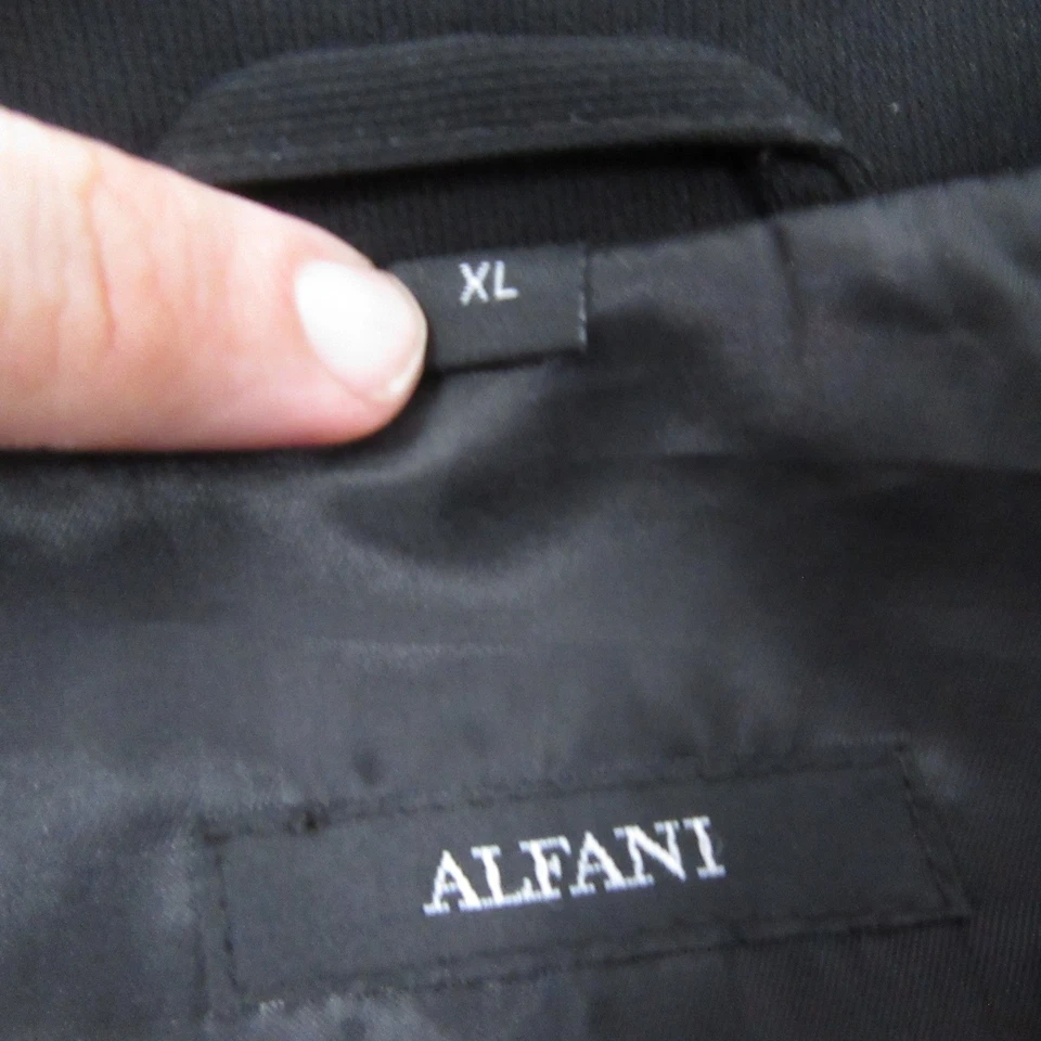 Alfani 男式全拉链夹克 XL 纯黑色 100% 聚酯纤维 工作商务 — 第 3/4 张图片