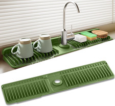 Faucet Mat for Kitchen Sink, 24 Inch Longer Silicone Sink Splash Guard, 7 Slope