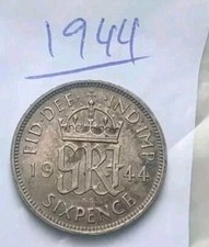 UK British SILVER 🇬🇧 6 Pence Sixpence 1944 🇬🇧 George VI 🇬🇧 Great Britain