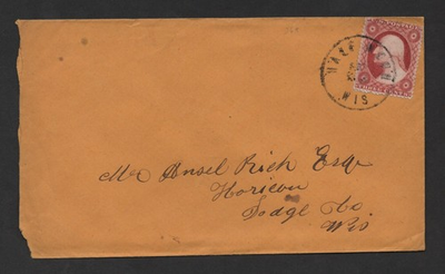 #ad US 1858 HALF MOON WISCONSIN EAU CLAIRE COUNTY DPO TO HORICON COVER SCARCE $309.99