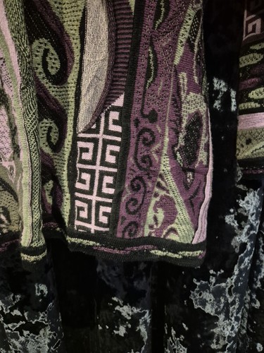 Bergatti XL Coogi Style Sweatshirt Purple Vintage Heavy Knit Hip Hop Style Y2k - Picture 7 of 24