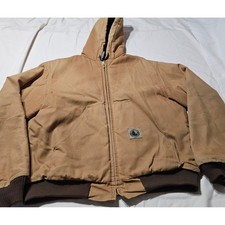 Berne Apparel Work Jacket Mens XL Tan Canvas Hooded Quilted Heavy Duty Coat