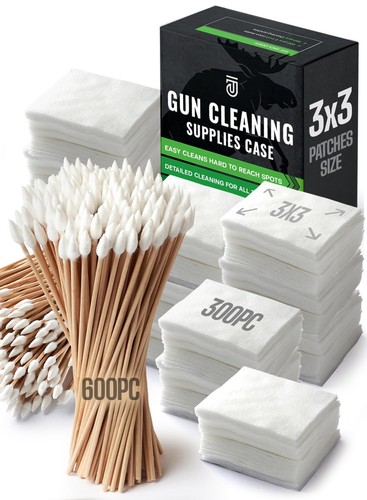 900pc Gun Cleaning Supplies Case - 300pcs Gun Cleaning Patches and 600pcs Gun...