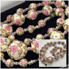 Vintage Venetian Murano Glass Wedding Cake Beaded Necklace