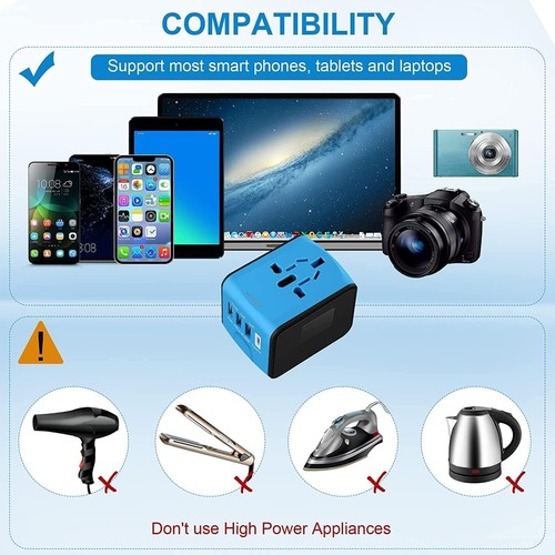 Adaptador de viaje universal enchufe de viaje europeo convertidor de alimentación de CA internacional - Imagen 6 de 17