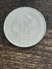 1966 Romania 1 One Leu Beautiful Actual Coin TC1664*