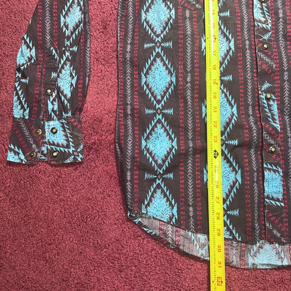 Rock and Roll Cowboy Pearl Snap Shirt Mens Medium Western Aztec Long Sleeve - Image 4 of 4