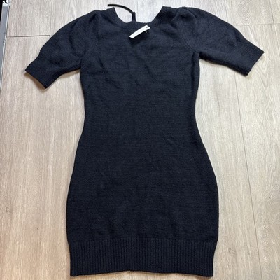 Daily Practice Anthropologie Knit Black Dress Small S Faux Wool Contour Stretch