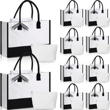 Reginary 10 Pcs Women Canvas Gift Bag with Makeup Bag Reusable Tote for Weddi...