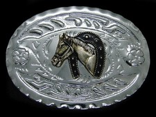 UA17114 VINTAGE 1970s  HORSE  HORSESHOE  WESTERN  COWBOY BELT BUCKLE