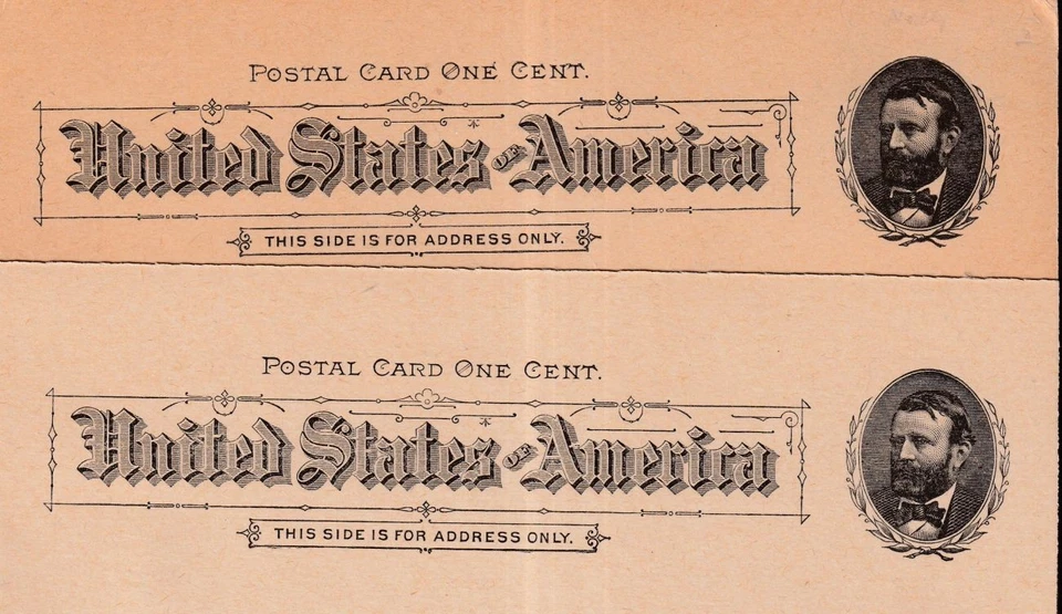 1891 Grant 1c postal card MLH VF Sc UX10 Type I and Type II unused cards - Image 3 of 4