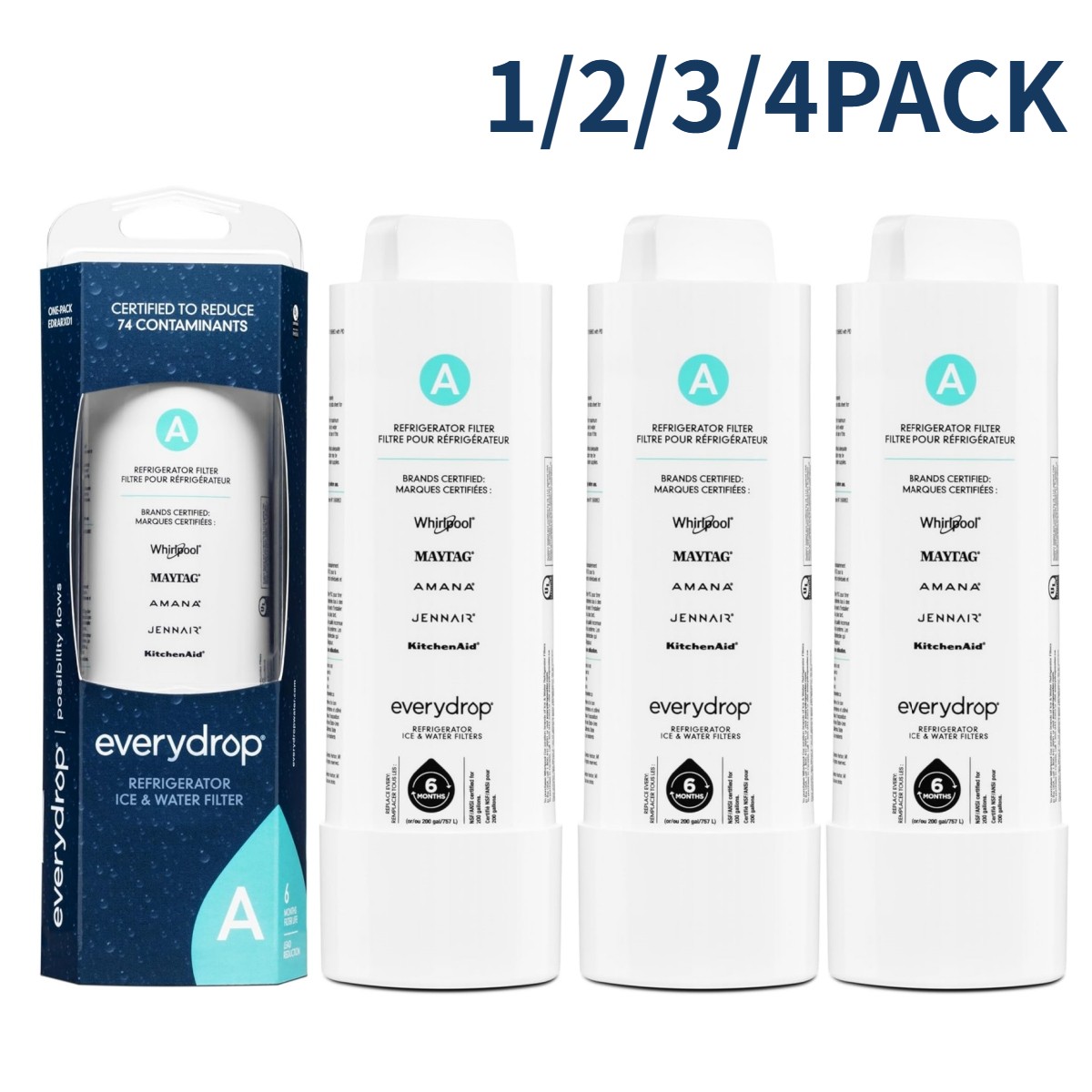 1/2/3/4 Pack Ice and Water Refrigerator Filter A ED²RARX²D1 Sealed NEW USA