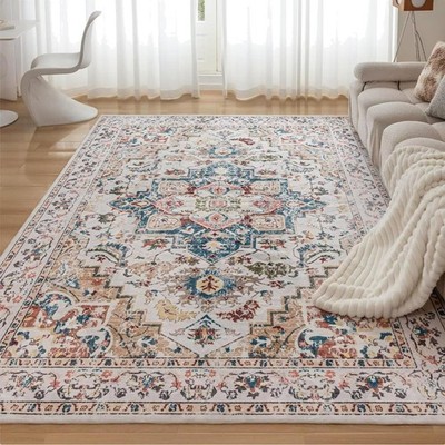 Waschbarer Teppich Wohnzimmer 160x230CM Vintage kurzflor rutschfest Orientali...